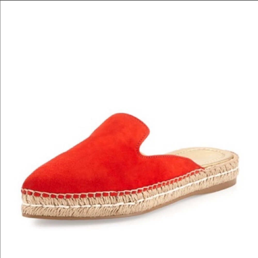 Prada Red Suede Espadrille Mule Flat